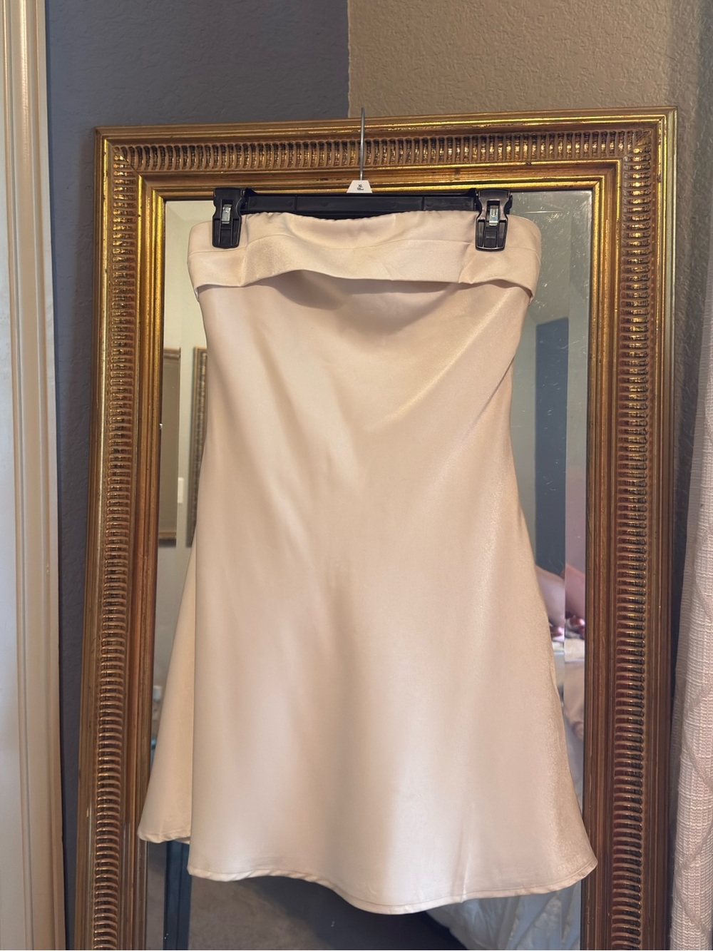 American Threads Strapless Cream Satin Dress